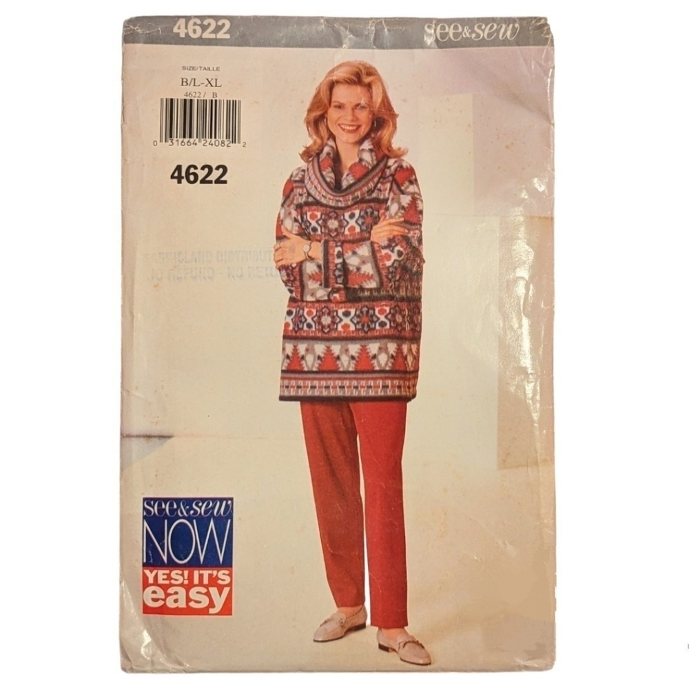 Sewing Pattern Cowl Neck Top and Pants For Fleece Velour Very Easy 4622 …